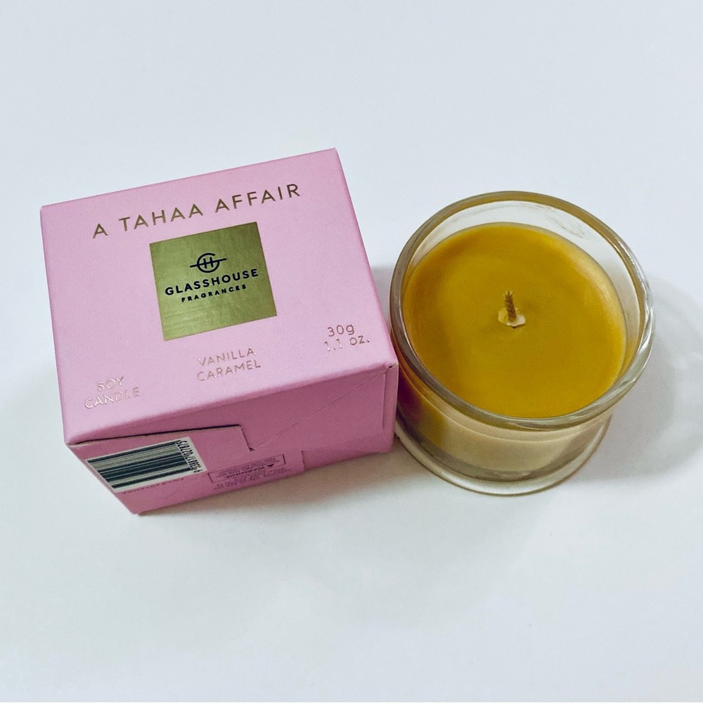 Glasshouse fragrances A TAHAA AFFAIR VANILLA CARAMEL Soy Candle MINI